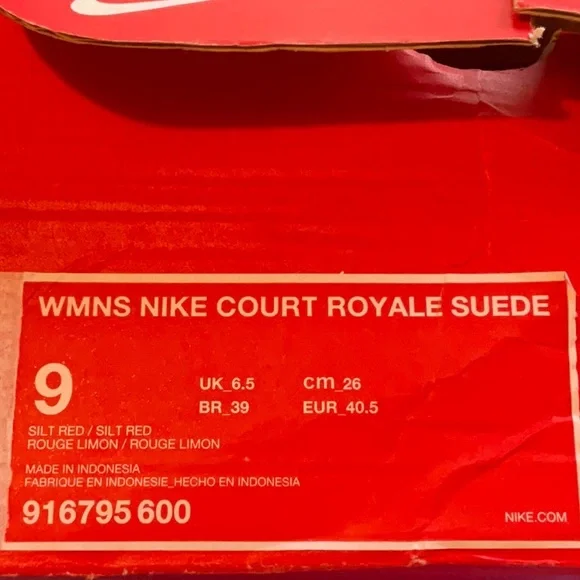 NIKE Womens Court Royals Suede Silt Red Tennis Shoes Size 9, NIB - Picture 10 of 12